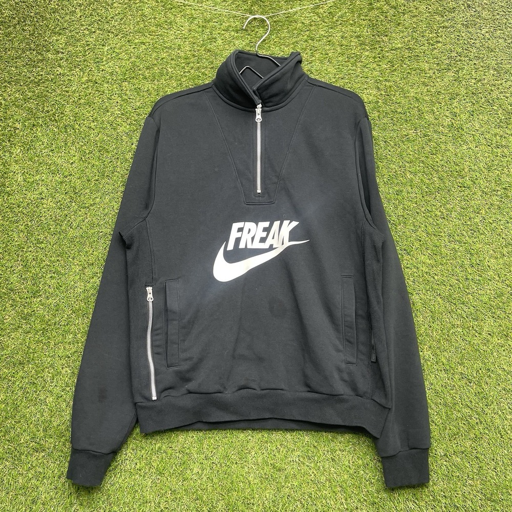 Nike Freak Sweatshirt Mens Small Black Giannis Basketball Greek Swoosh 1/4 Zip